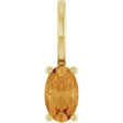 14K Gold Oval Natural Citrine Solitaire Pendant – 5x3mm - Yellow Gold