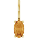 14K Gold Oval Natural Citrine Solitaire Pendant – 5x3mm - Yellow Gold