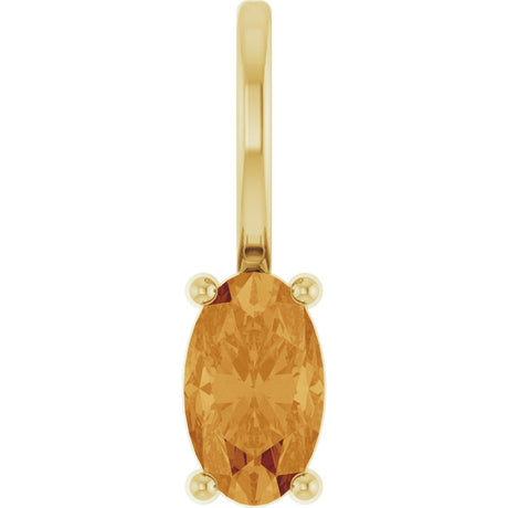 14K Gold Oval Natural Citrine Solitaire Pendant – 5x3mm - Yellow Gold
