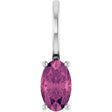 Platinum Oval Natural Pink Tourmaline Solitaire Pendant