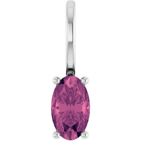 Platinum Oval Natural Pink Tourmaline Solitaire Pendant