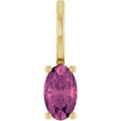 14K Gold Oval Natural Pink Tourmaline Solitaire Pendant - Yellow Gold