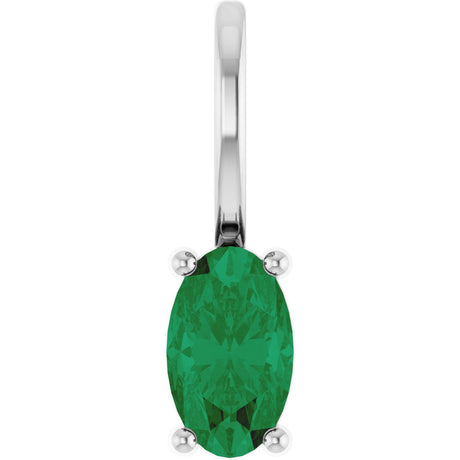 Platinum Oval Lab-Grown Emerald Solitaire Pendant