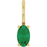 14K Gold Oval Natural Emerald Solitaire Pendant - Yellow Gold