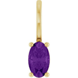 14K Gold Oval Natural Amethyst Solitaire Pendant – 5x3mm - Yellow Gold
