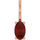 14K Gold Oval Natural Mozambique Garnet Solitaire Pendant – 5x3mm - Rose Gold
