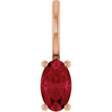 14K Gold Oval Lab-Grown Ruby Solitaire Pendant - Rose Gold