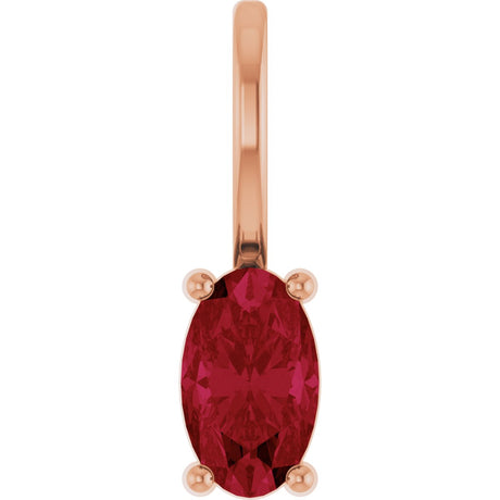 14K Gold Oval Lab-Grown Ruby Solitaire Pendant - Rose Gold