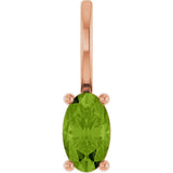 14K Gold Oval Natural Peridot Solitaire Pendant – 5x3mm - Rose Gold
