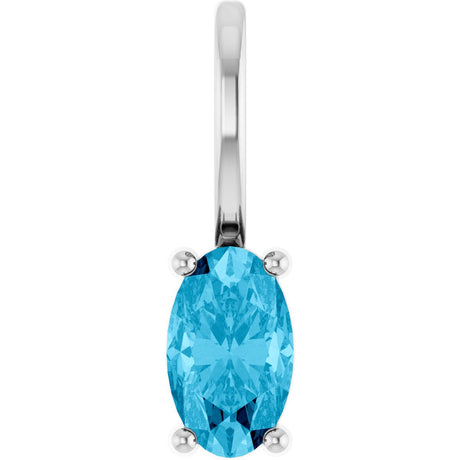 Platinum Oval Natural Aquamarine Solitaire Pendant