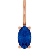 14K Gold Oval Natural Blue Sapphire Solitaire Pendant - Rose Gold