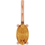 14K Gold Oval Natural Citrine Solitaire Pendant – 5x3mm - Rose Gold