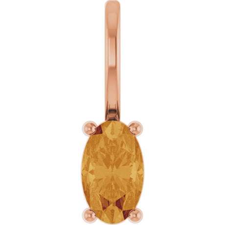 14K Gold Oval Natural Citrine Solitaire Pendant – 5x3mm - Rose Gold