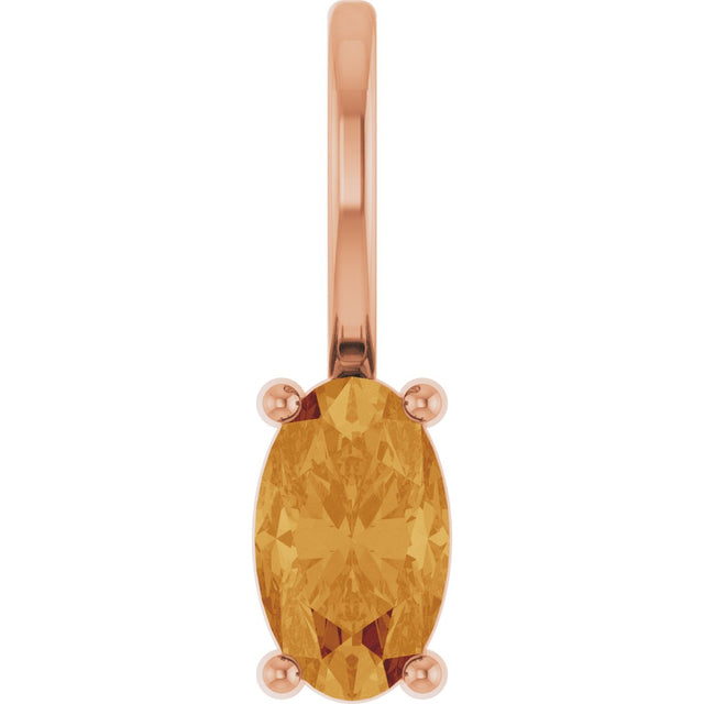 14K Gold Oval Natural Citrine Solitaire Pendant – 5x3mm - Rose Gold