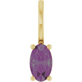 14K Gold Oval Lab-Grown Alexandrite Solitaire Pendant - Yellow Gold