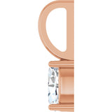 14K Gold Oval Natural White Sapphire Solitaire Pendant - Rose Gold - view 3