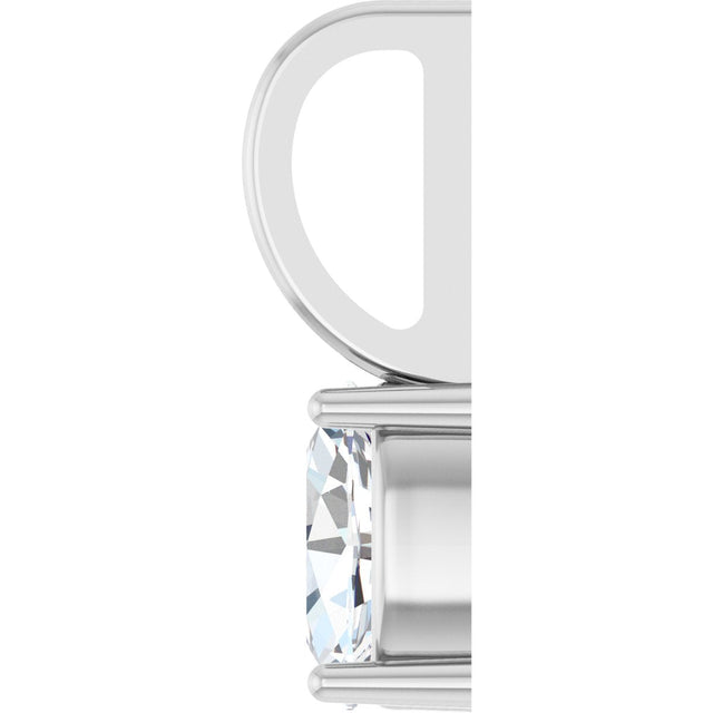 14K Gold Oval Natural White Sapphire Solitaire Pendant - White Gold - view 3