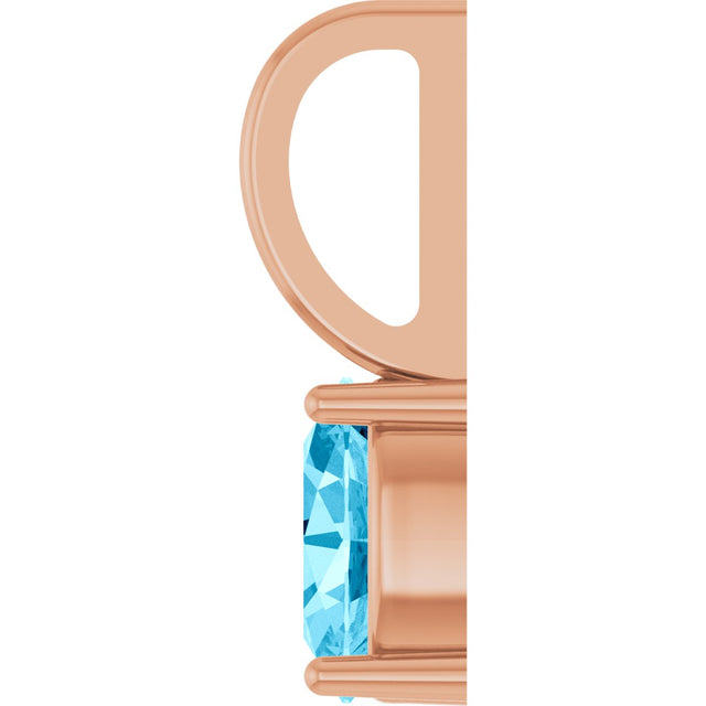 14K Gold Oval Natural Aquamarine Solitaire Pendant - Rose Gold - view 3