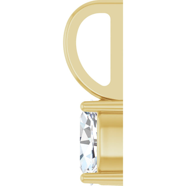 14K Gold Oval Natural White Sapphire Solitaire Pendant - Yellow Gold - view 3