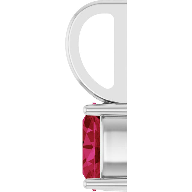 Platinum Oval Natural Ruby Solitaire Pendant - view 3