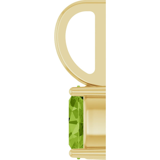 14K Gold Oval Natural Peridot Solitaire Pendant – 5x3mm - Yellow Gold - view 3