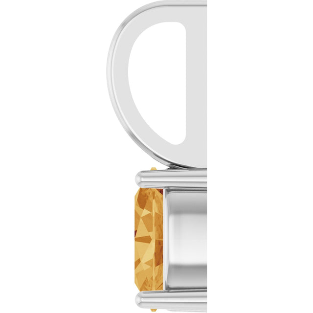 Platinum Oval Natural Citrine Solitaire Pendant – 5x3mm - view 3