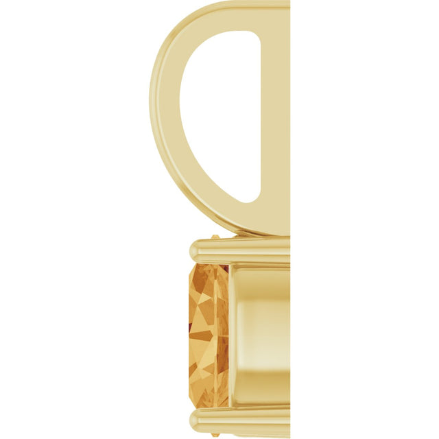 14K Gold Oval Natural Citrine Solitaire Pendant – 5x3mm - Yellow Gold - view 3