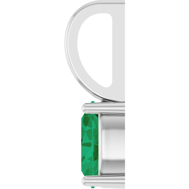 14K Gold Oval Natural Emerald Solitaire Pendant - White Gold - view 3