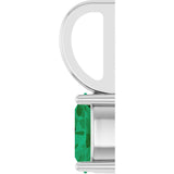 Platinum Oval Lab-Grown Emerald Solitaire Pendant - view 3
