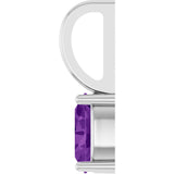 Platinum Oval Natural Amethyst Solitaire Pendant – 5x3mm - view 3
