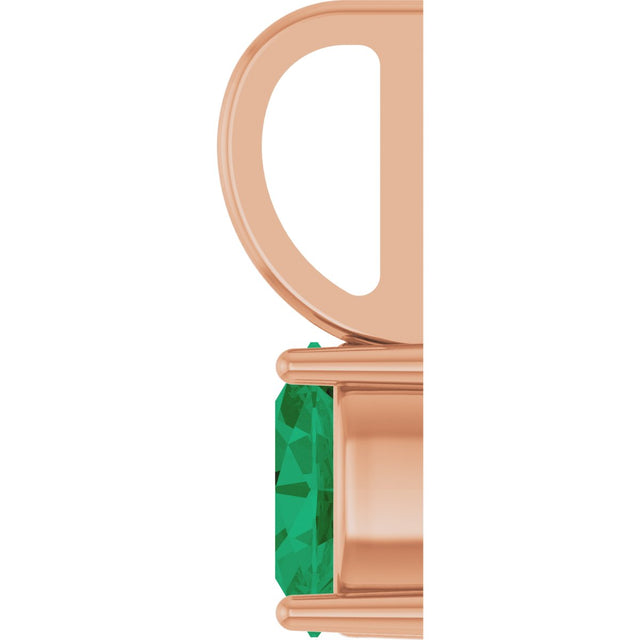 14K Gold Oval Lab-Grown Emerald Solitaire Pendant - Rose Gold - view 3