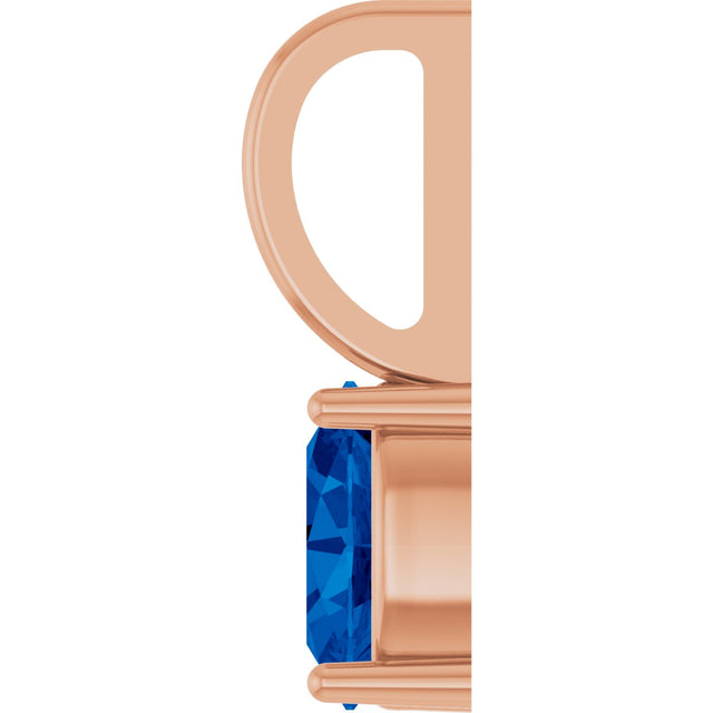 14K Gold Oval Lab-Grown Blue Sapphire Solitaire Pendant - Rose Gold - view 3