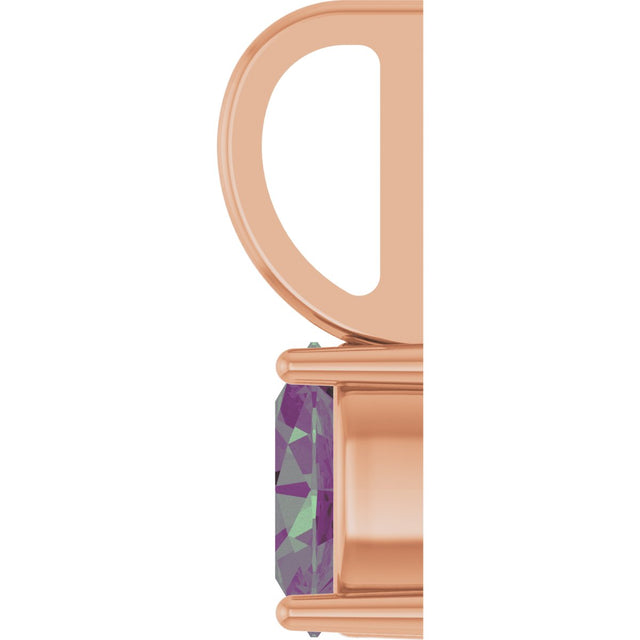 14K Gold Oval Lab-Grown Alexandrite Solitaire Pendant - Rose Gold - view 3