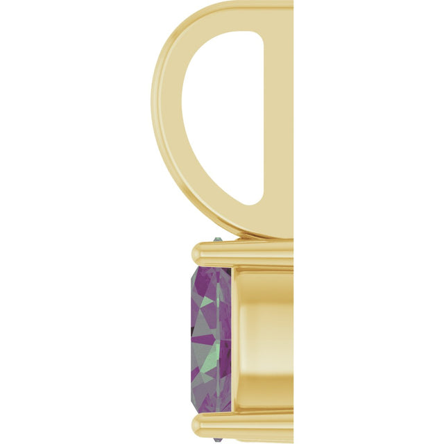 14K Gold Oval Lab-Grown Alexandrite Solitaire Pendant - Yellow Gold - view 3
