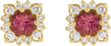 Platinum Natural White Sapphire & Natural Diamond Round Halo-Style Earrings - view 4