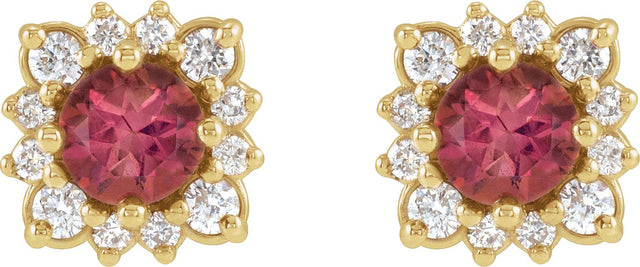 Platinum Natural White Sapphire & Natural Diamond Round Halo-Style Earrings - view 4