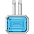 Platinum Emerald Natural Swiss Blue Topaz Bezel-Set Solitaire Pendant