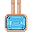 14K Gold Emerald Natural Swiss Blue Topaz Bezel-Set Solitaire Pendant - Rose Gold