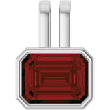 14K Gold Emerald Natural Mozambique Garnet Bezel-Set Solitaire Pendant - White Gold