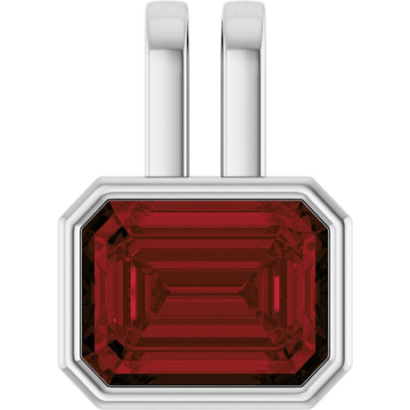 Platinum Emerald Natural Mozambique Garnet Bezel-Set Solitaire Pendant