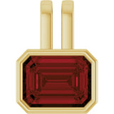 14K Gold Emerald Natural Mozambique Garnet Bezel-Set Solitaire Pendant - Yellow Gold