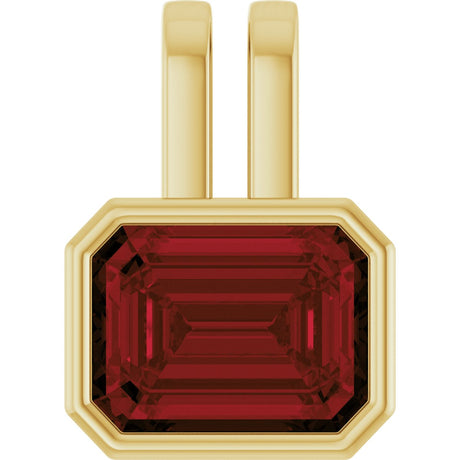 14K Gold Emerald Natural Mozambique Garnet Bezel-Set Solitaire Pendant - Yellow Gold