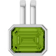Platinum Emerald Natural Peridot Bezel-Set Solitaire Pendant