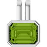 Platinum Emerald Natural Peridot Bezel-Set Solitaire Pendant
