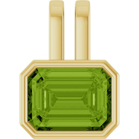 14K Gold Emerald Natural Peridot Bezel-Set Solitaire Pendant - Yellow Gold