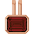 14K Gold Emerald Natural Mozambique Garnet Bezel-Set Solitaire Pendant - Rose Gold