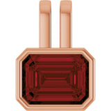 14K Gold Emerald Natural Mozambique Garnet Bezel-Set Solitaire Pendant - Rose Gold