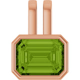 14K Gold Emerald Natural Peridot Bezel-Set Solitaire Pendant - Rose Gold
