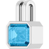 14K Gold Emerald Natural Swiss Blue Topaz Bezel-Set Solitaire Pendant - White Gold - view 2