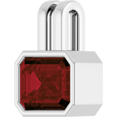Platinum Emerald Natural Mozambique Garnet Bezel-Set Solitaire Pendant - view 2